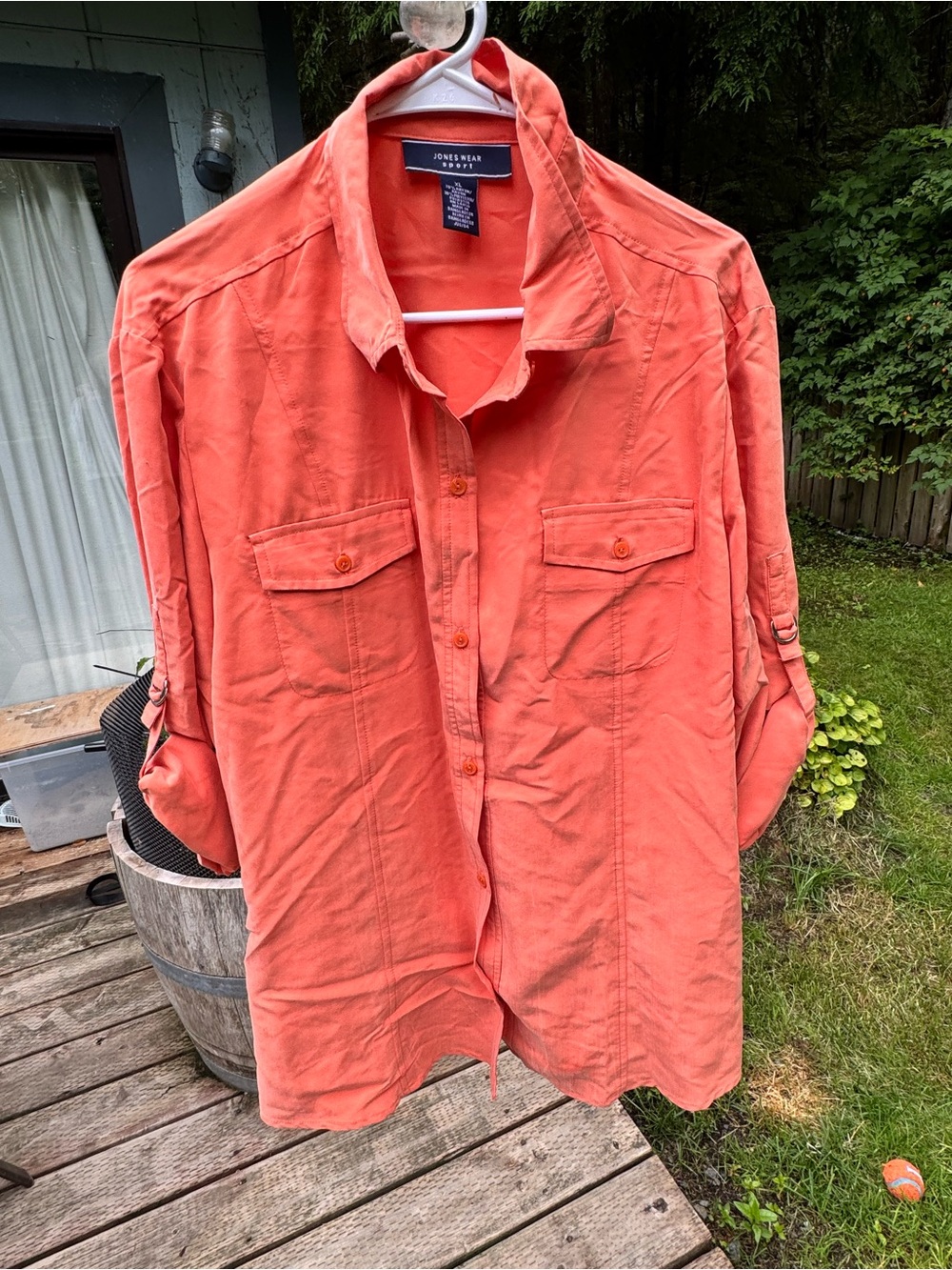 Jones Wear Coral Lightweight Button-Front Shirt Jacket women’s size XL